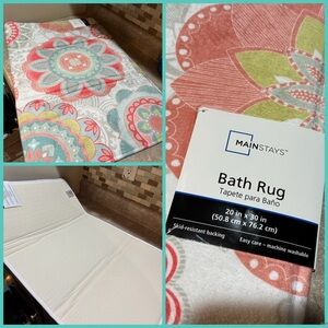 Mainstays Floral Bath Rug - Coral and Teal